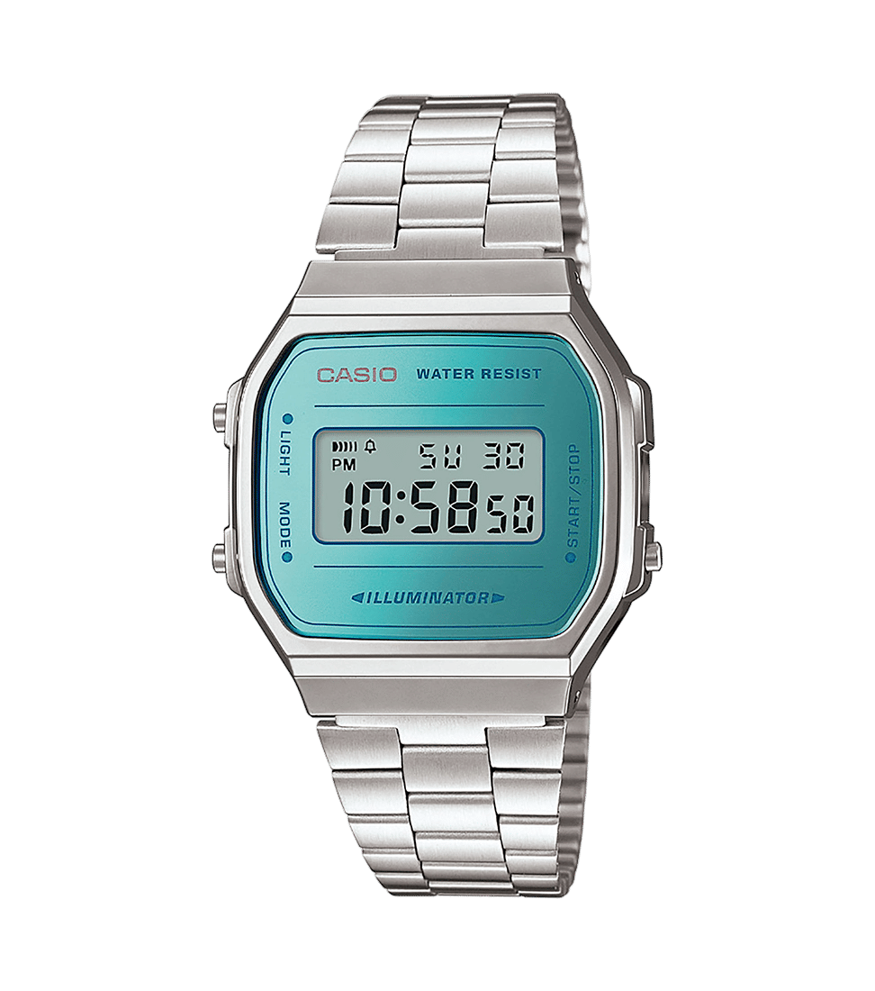 Casio Vintage A168WEM-2EF Armbanduhr Blaugrün • Elektrolumineszierende Hintergrundbeleuchtung • 1/100-Sek.-Stoppuhr, Bild 2