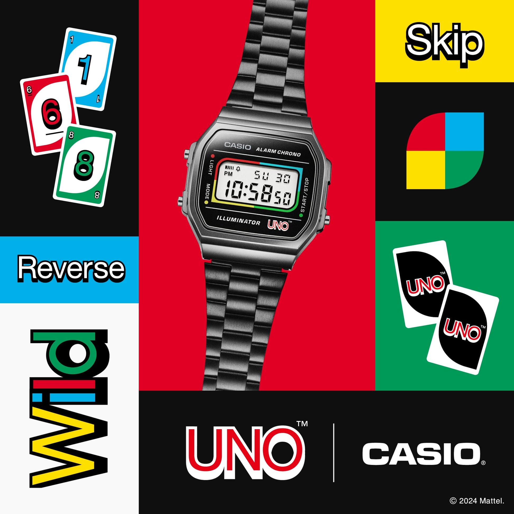 Casio A168WEUC-1AER Vintage Unisex Armbanduhr • UNO Special Edition • EL-Hintergrundbeleuchtung, Bild 4