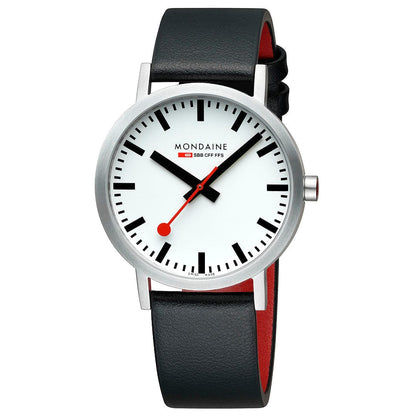 Mondaine Classic A660.30360.16SBBV Herrenuhr Schwarz • Veganes Traubenleder • Schweizer Quarzwerk, Bild 5