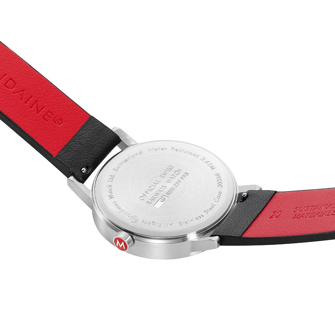 Mondaine Classic A660.30360.16SBBV Herrenuhr Schwarz • Veganes Traubenleder • Schweizer Quarzwerk, Bild 3