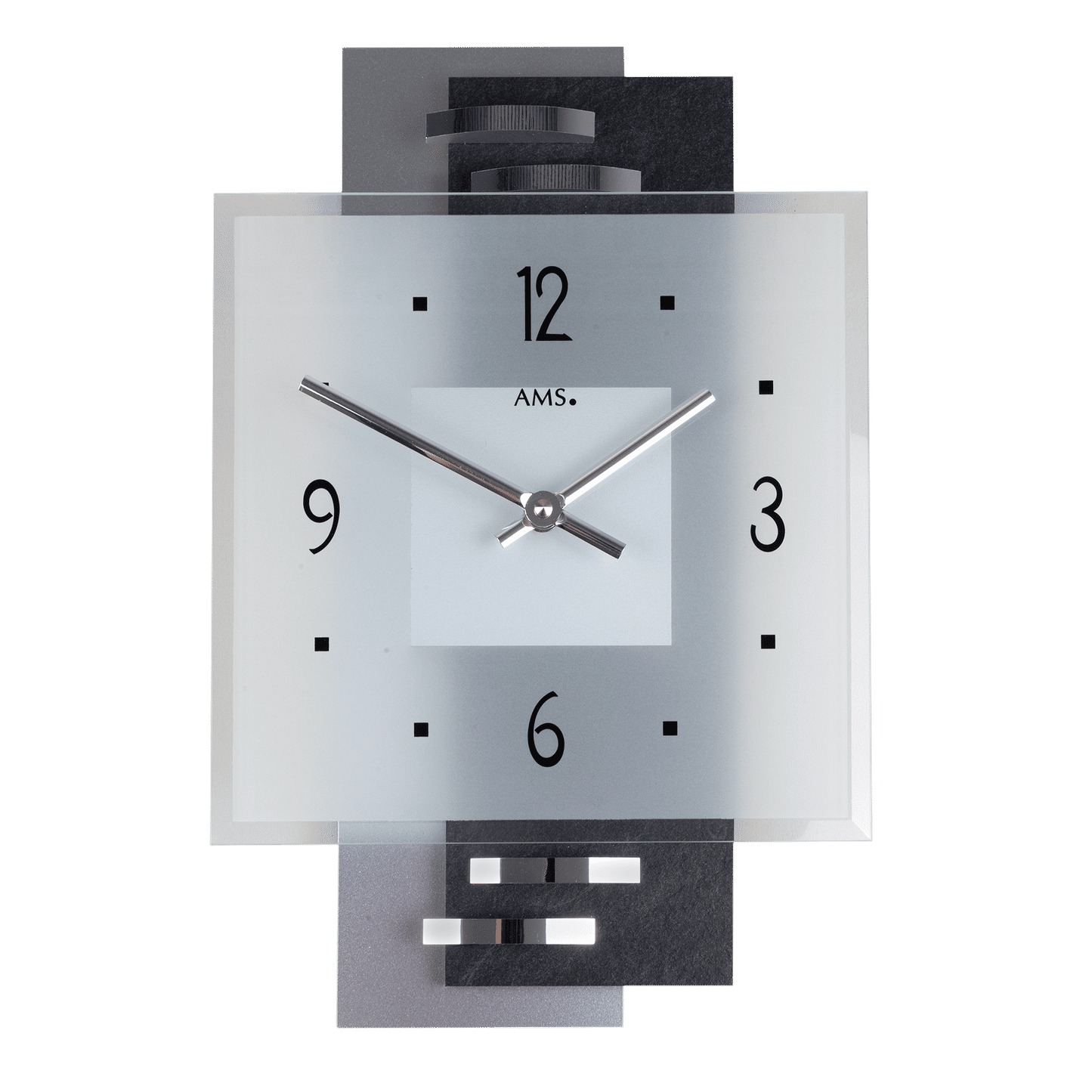 AMS Wall Clock 36x22x5 cm Glass • Modern Design • Precise Quartz Movement