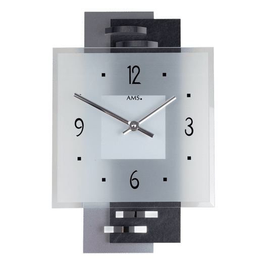 AMS Wall Clock 36x22x5 cm Glass • Modern Design • Precise Quartz Movement