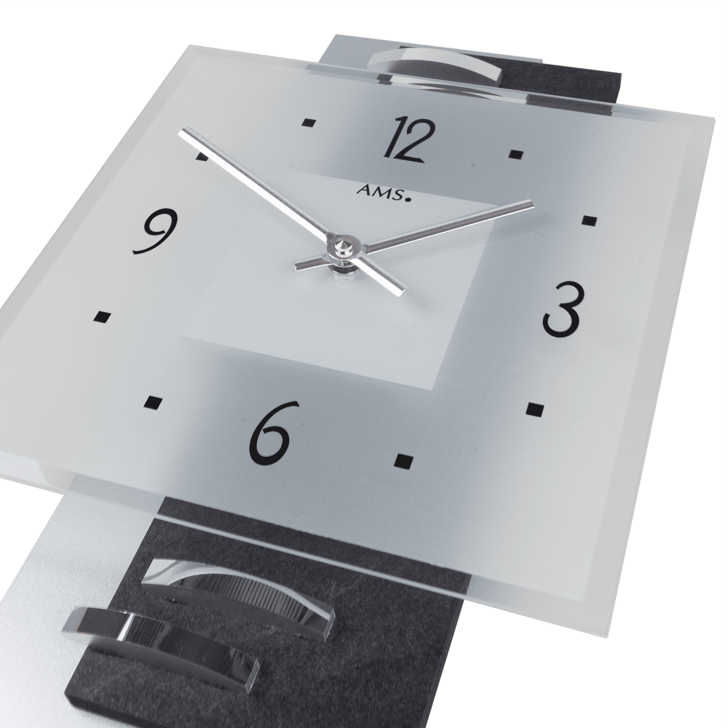 AMS Wall Clock 36x22x5 cm Glass • Modern Design • Precise Quartz Movement