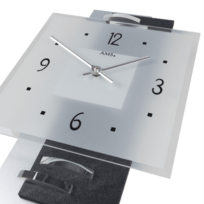 AMS Wall Clock 36x22x5 cm Glass • Modern Design • Precise Quartz Movement