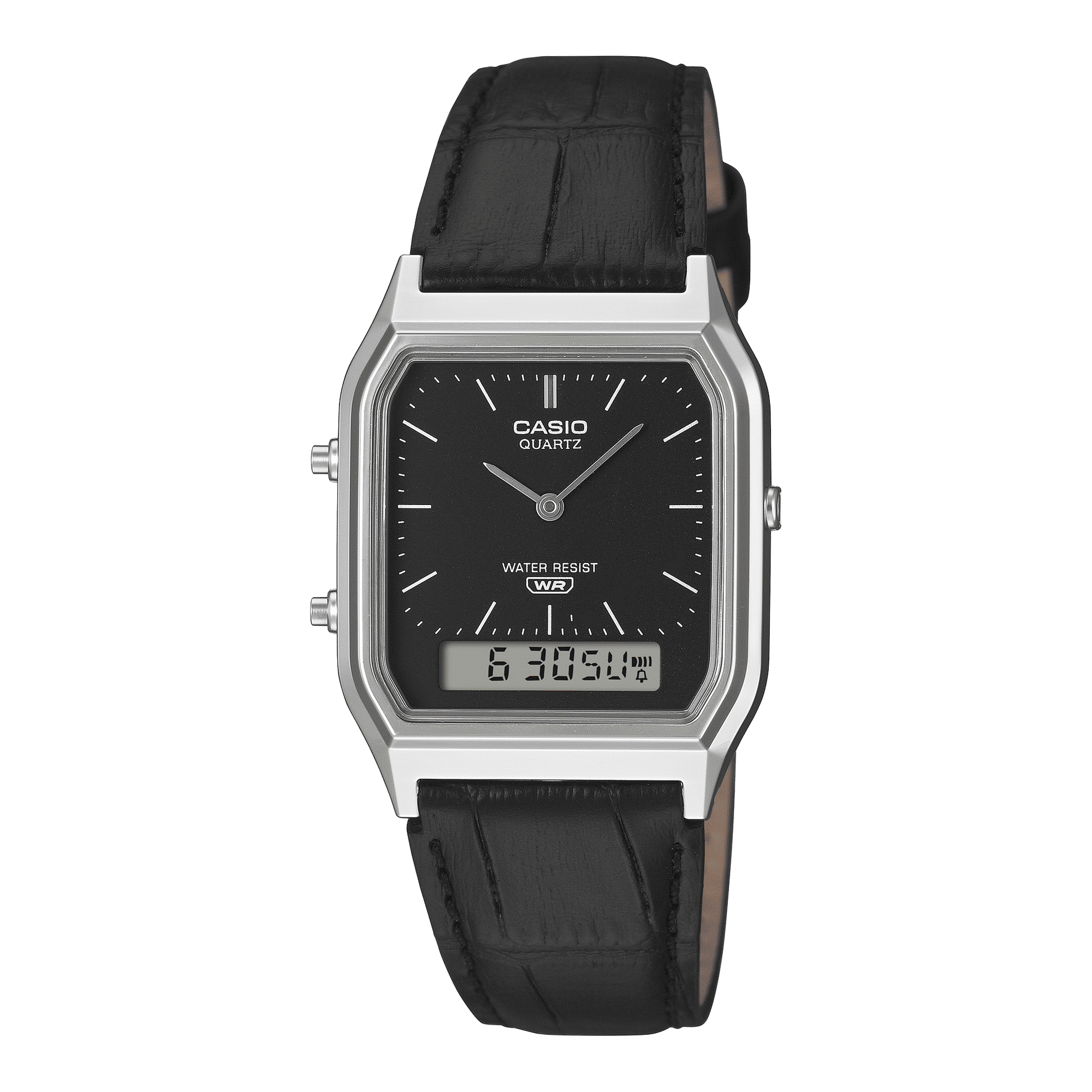 Casio Vintage AQ-230EL-1AEF Armbanduhr Schwarz • Analog-Digital • Echtlederarmband, Bild 2