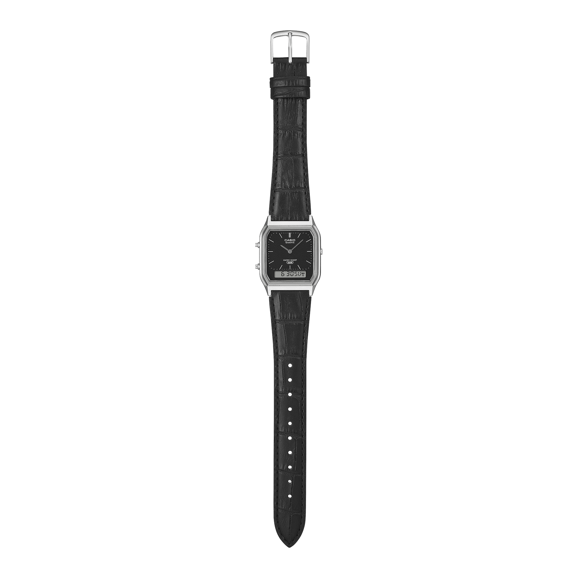 Casio Vintage AQ-230EL-1AEF Armbanduhr Schwarz • Analog-Digital • Echtlederarmband, Bild 4