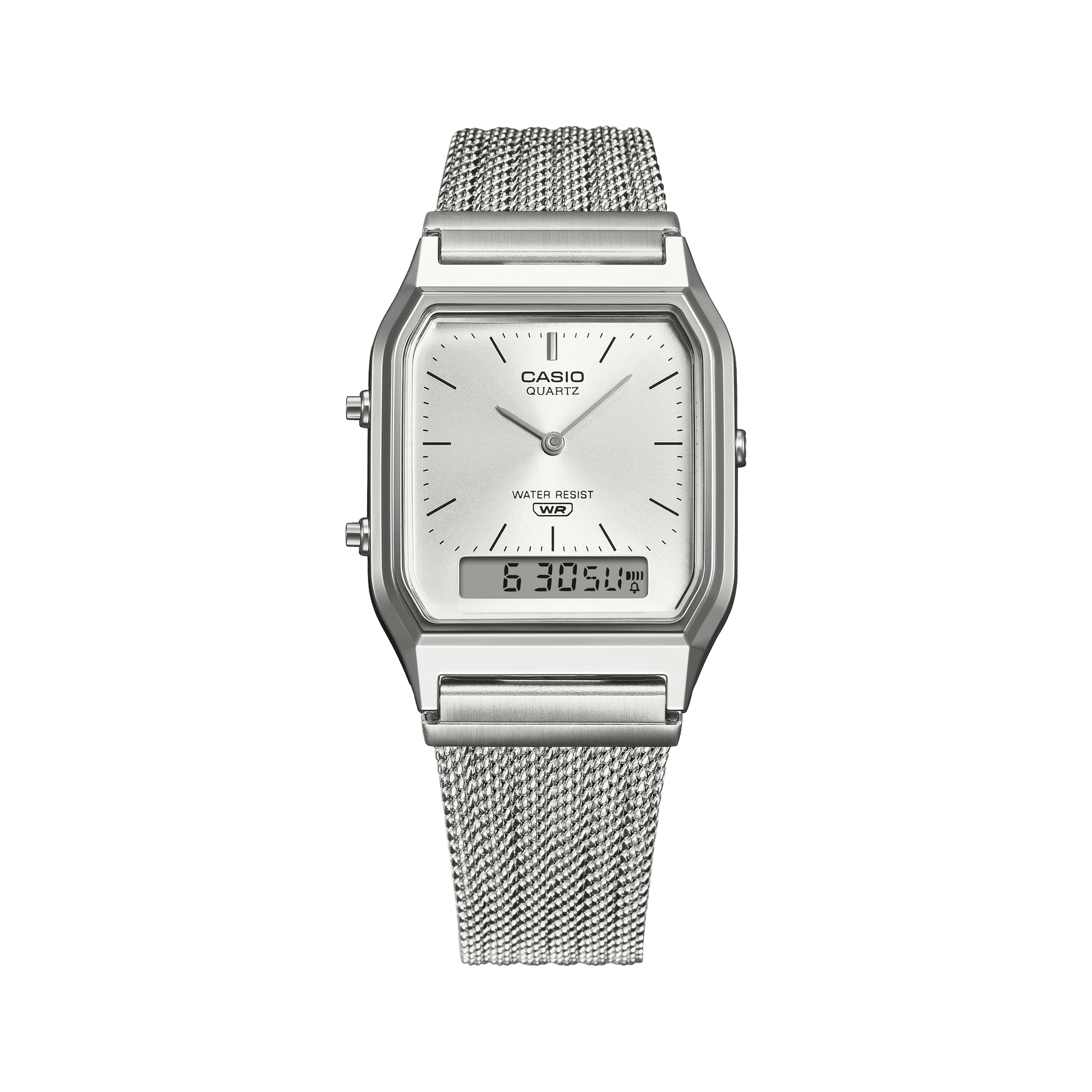 Casio Vintage AQ-230EM-7AEF Armbanduhr Silber • Mesh-Armband • Analog-Digital, Bild 6