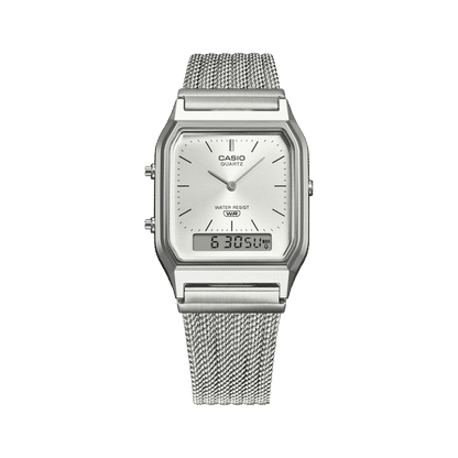 Casio Vintage AQ-230EM-7AEF Armbanduhr Silber • Mesh-Armband • Analog-Digital, Bild 6