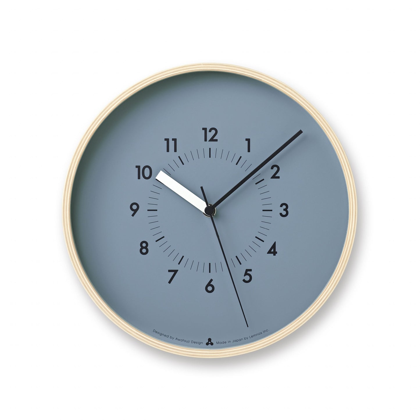 Wanduhr mit blauem Zifferblatt und goldfarbenem Rahmen, römische Zahlen, Zeiger