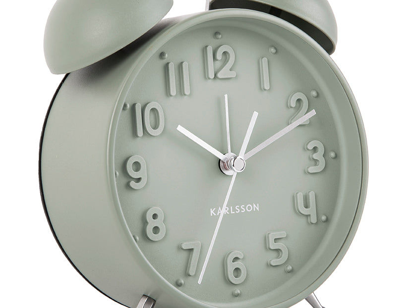 Karlsson Iconic KA5784GR Wecker Graugrün • Geräuschloses Sweep-Uhrwerk • Klassische Doppelglocke, Bild 2