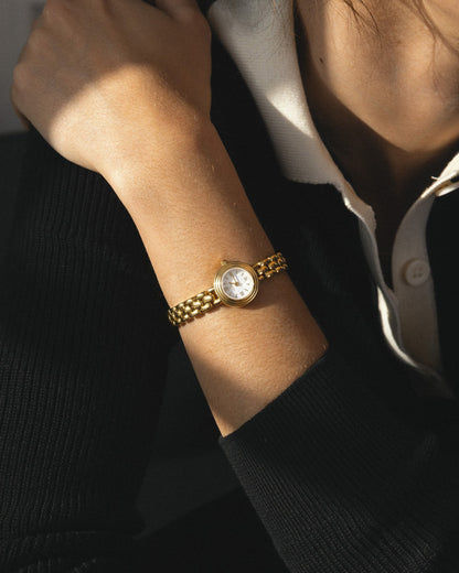 Mockberg Antique Watch MB0181 Damen Armbanduhr Gold • Römische Ziffern • Mineralglas, Bild 3