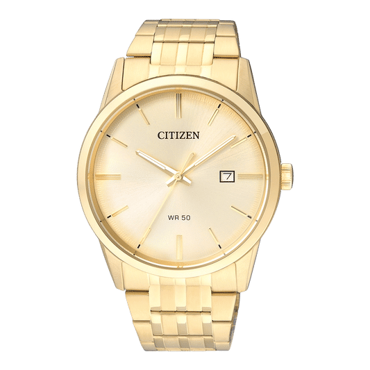 Citizen BI5002-57P Herrenuhr, goldfarbenes Edelstahlband, Zifferblatt mit Datumsanzeige
