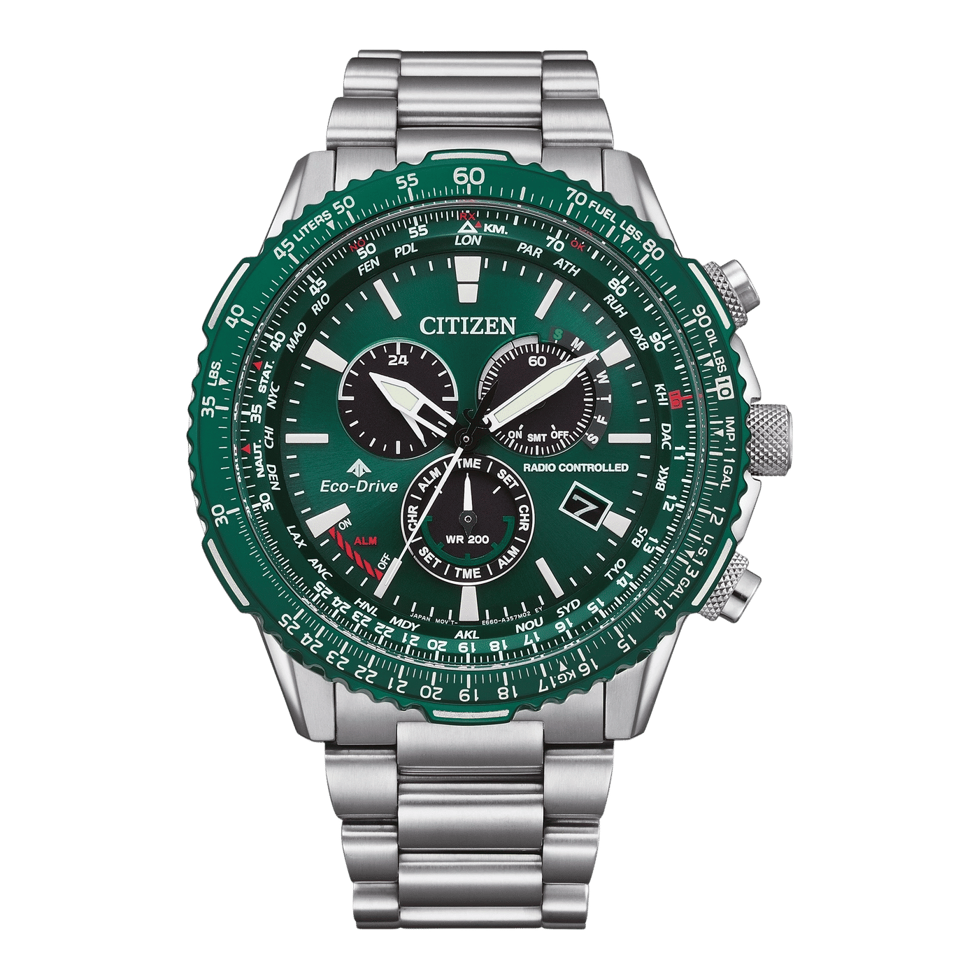 Citizen CB5004-59W Promaster Herrenuhr Grün • Funk Eco-Drive • Saphirglas