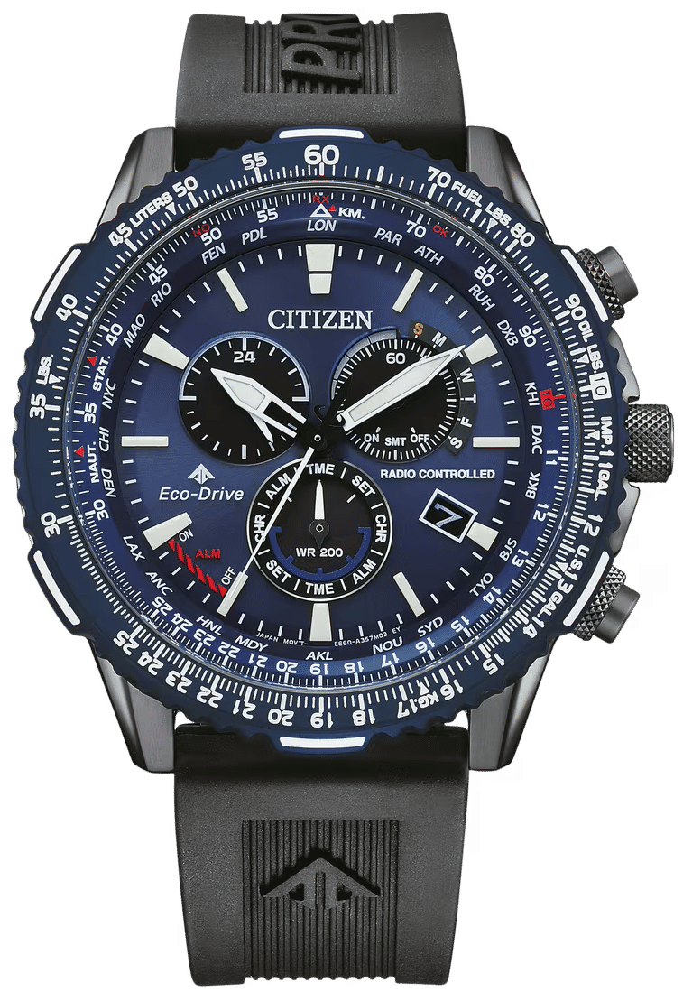 Citizen Promaster Herrenuhr mit blauem Zifferblatt, schwarzem Kautschukarmband, Eco-Drive