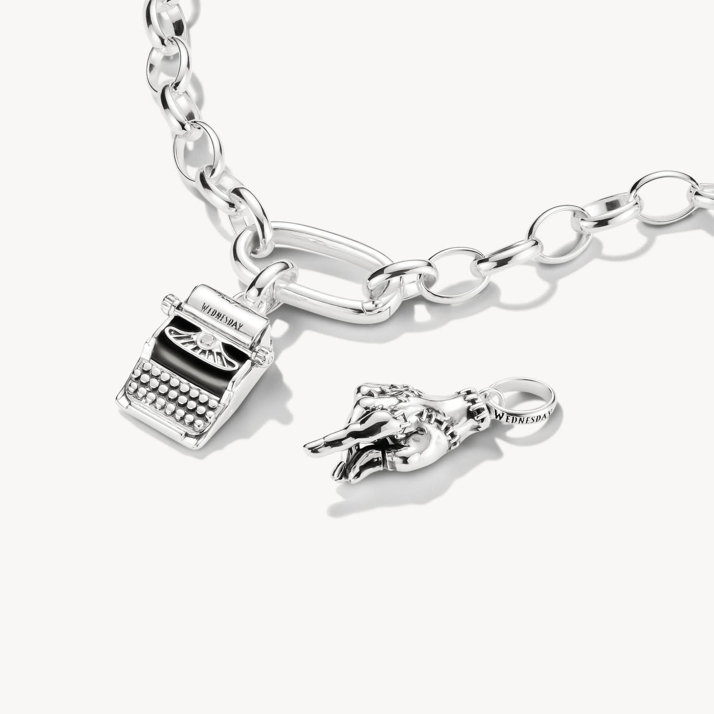 Wednesday Typewriter Zirconia Connect Silver Charm Pendant for Bracelets - Thomas Sabo Model: CC1315-691-11