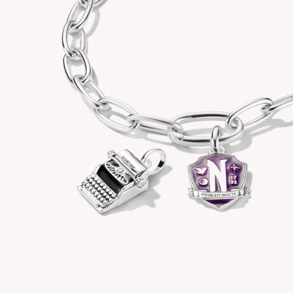 Wednesday Typewriter Zirconia Connect Silver Charm Pendant for Bracelets - Thomas Sabo Model: CC1315-691-11