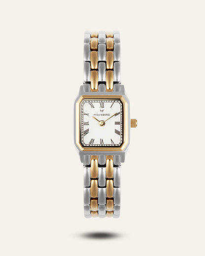 Mockberg Classic BIC MO336 Damen Armbanduhr Weiß • Mineralglas • Goldfarben Gliederarmband