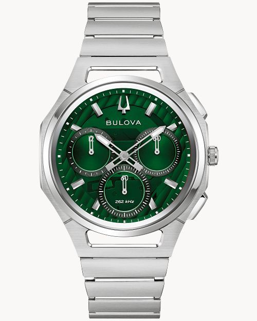Bulova Curv 96A338 Herren Armbanduhr Grün • Saphirglas gebogen • Hochpräzisions-Quarzwerk