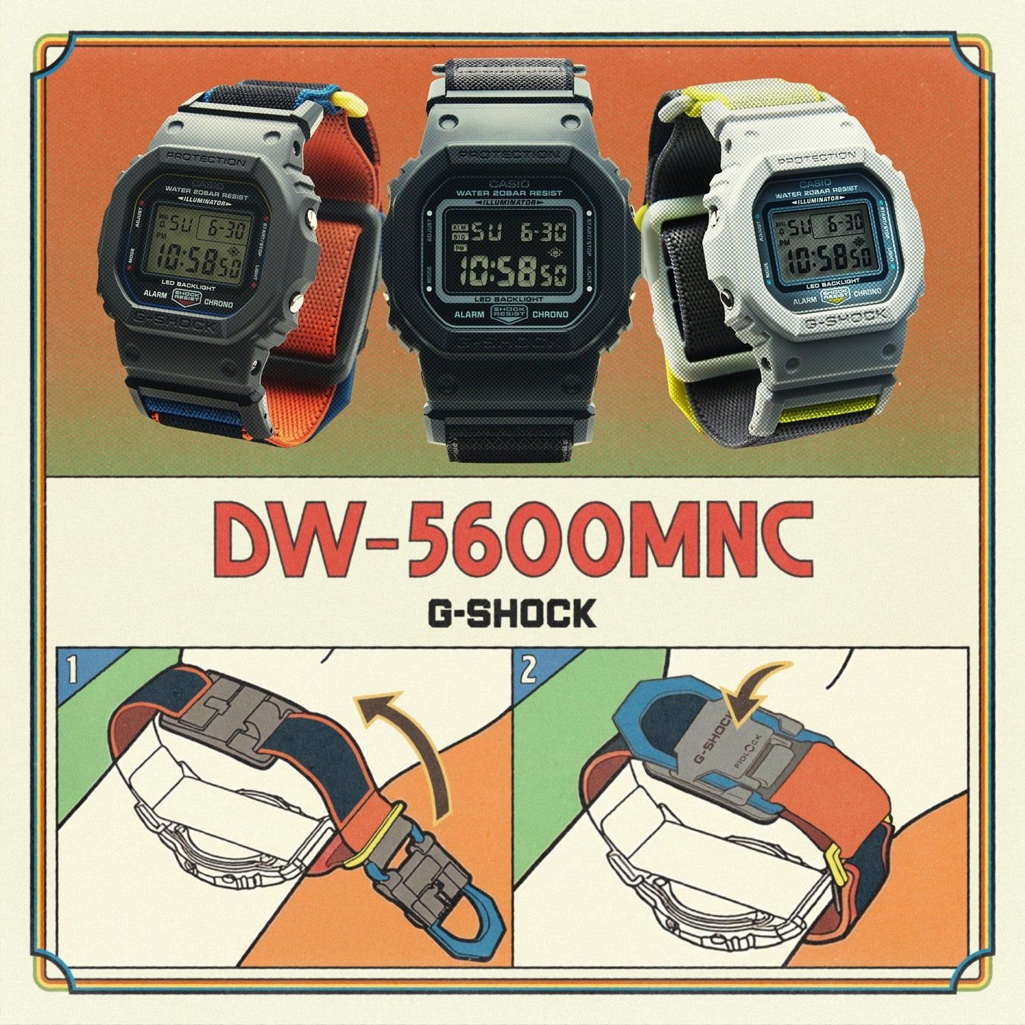 Casio DW-5600MNC-8A2ER G-Shock Origin Armbanduhr Anthrazit/Blau • FIDLOCK® Magnetschließe • Biobasiertes Resin, Bild 11