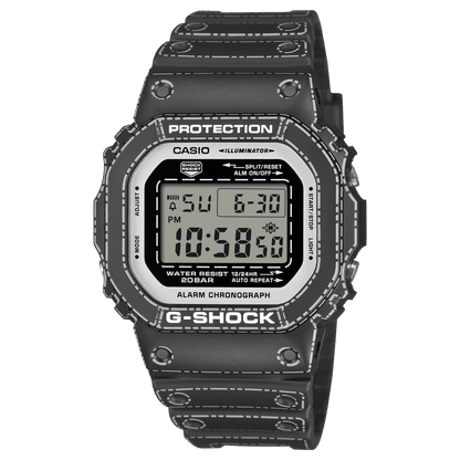 Schwarze Casio G-Shock Digitaluhr mit großem Display und geriffelter Schutzlünette