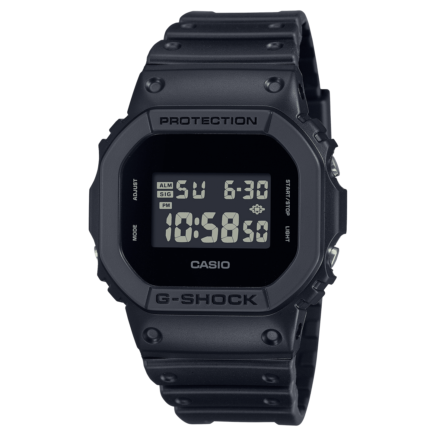 Casio G-Shock Herrenarmbanduhr schwarz, Digitalanzeige mit Datum/Alarm-Symbolen