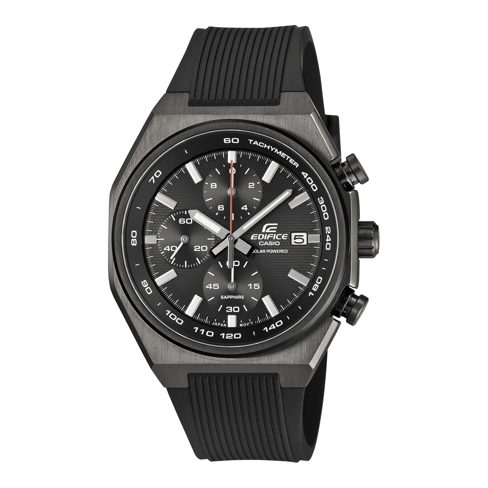 Casio Edifice Herren-Chronograph mit schwarzem Kautschukband und Chronographen-Zifferblatt