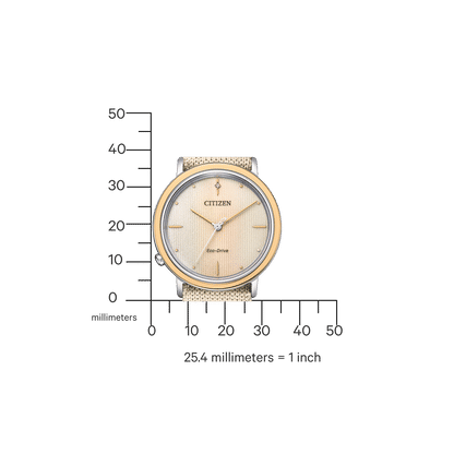 Citizen Ambiluna EM1006-40A Damen Armbanduhr Beige • Eco-Drive Saphirglas • Bicolor Roségold, Bild 2