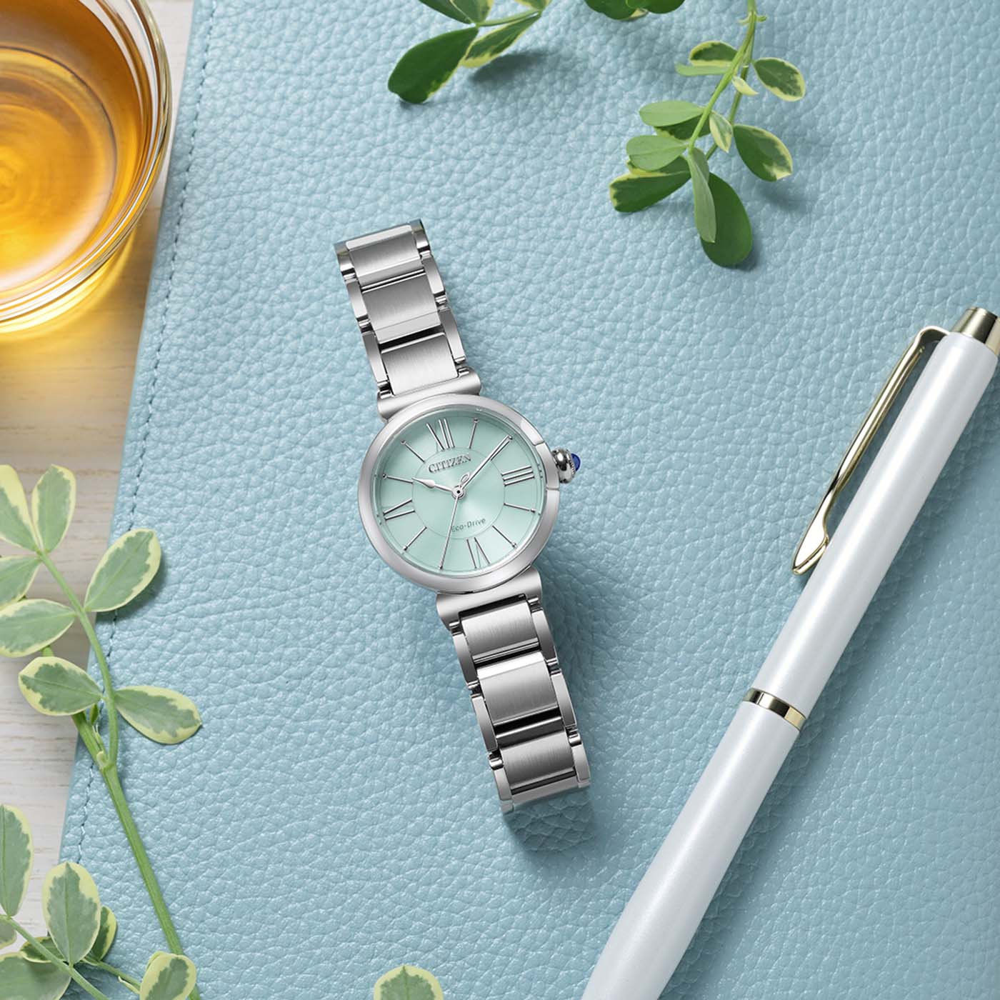 Citizen L EM1070-83L Damenuhr Grün • Eco-Drive Saphirglas • Edelstahlarmband, Bild 3