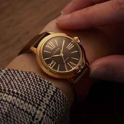 Citizen Ceci EM1163-09X Damenuhr Roségold • Eco-Drive Saphirglas • Apfelarmband Braun, Bild 4
