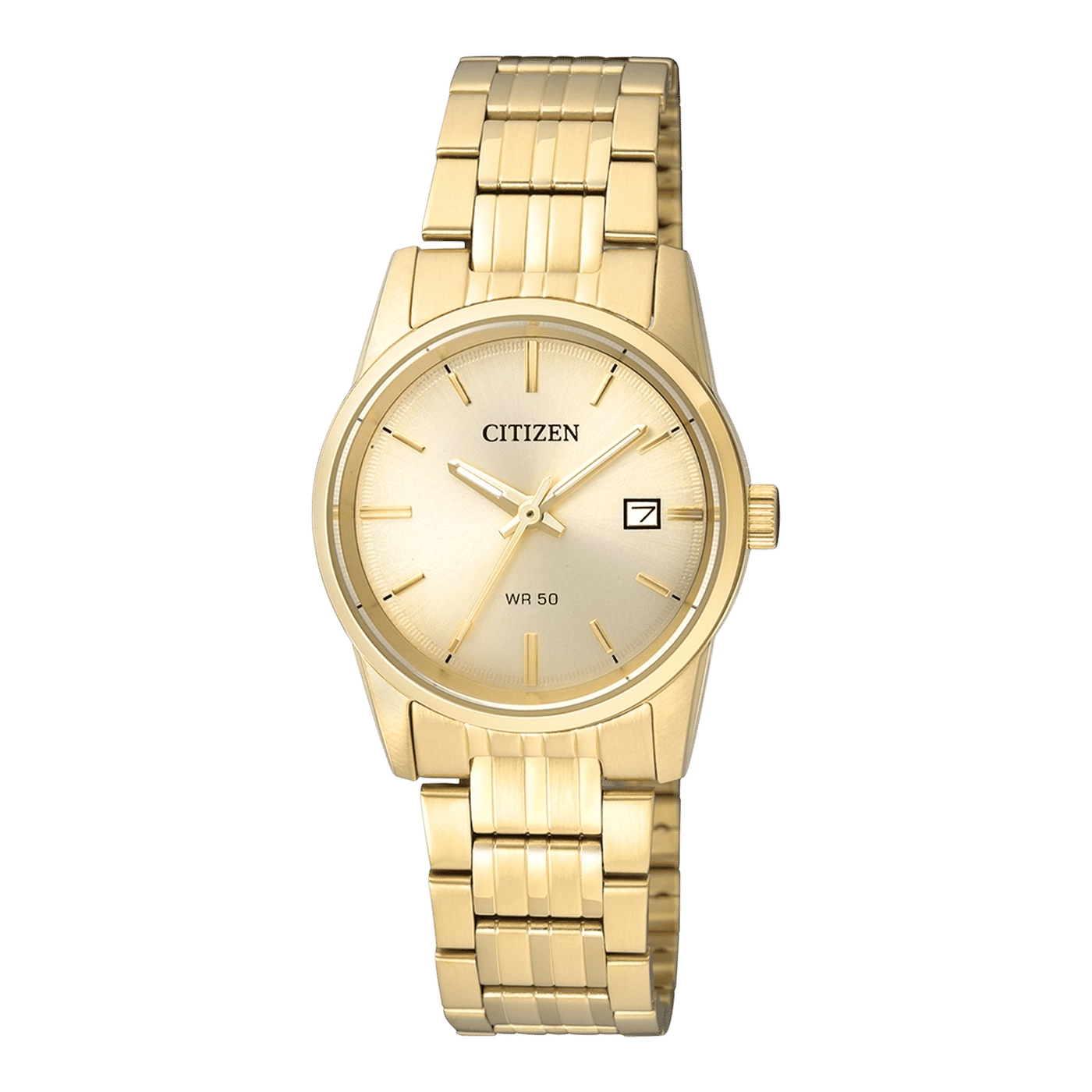Citizen EU6002-51P Damenuhr Champagner • Quarzwerk mit Datumsanzeige • Edelstahlgehäuse vergoldet