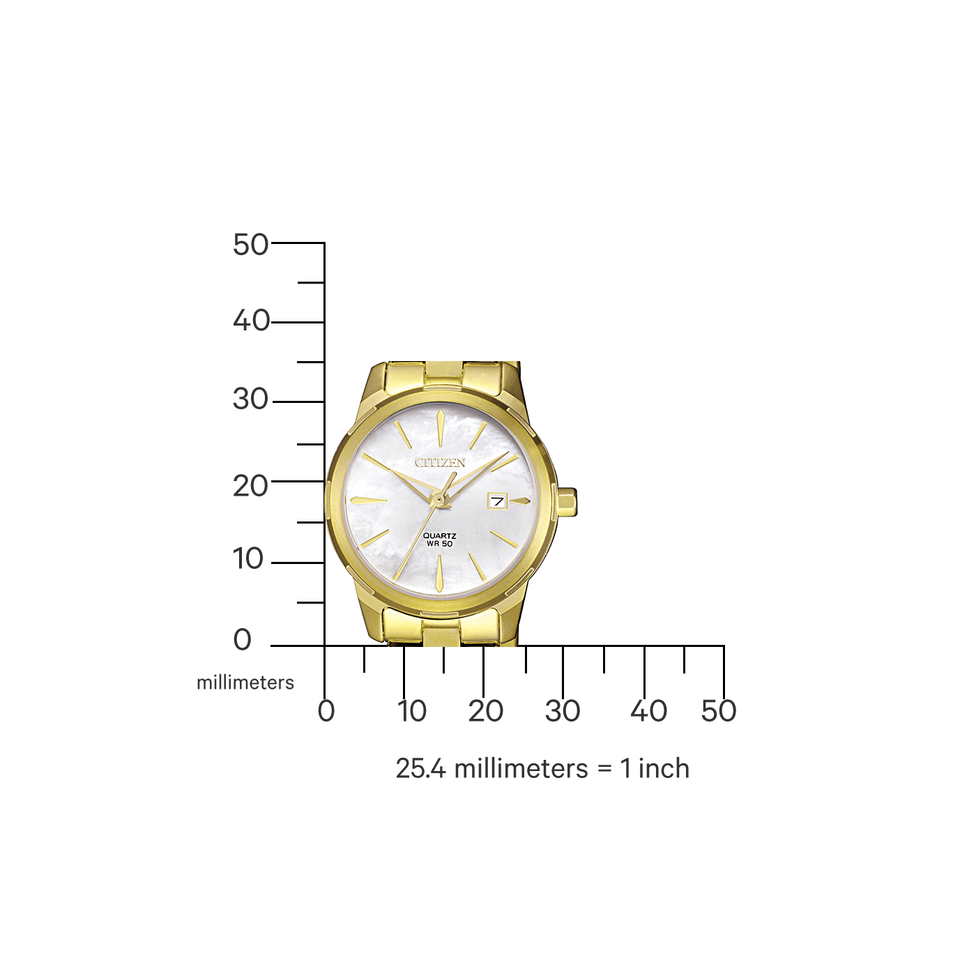 Citizen EU6072-56D Elegance Damenuhr Weiß • Quarzwerk mit Datumsanzeige • Goldfarben, Bild 2