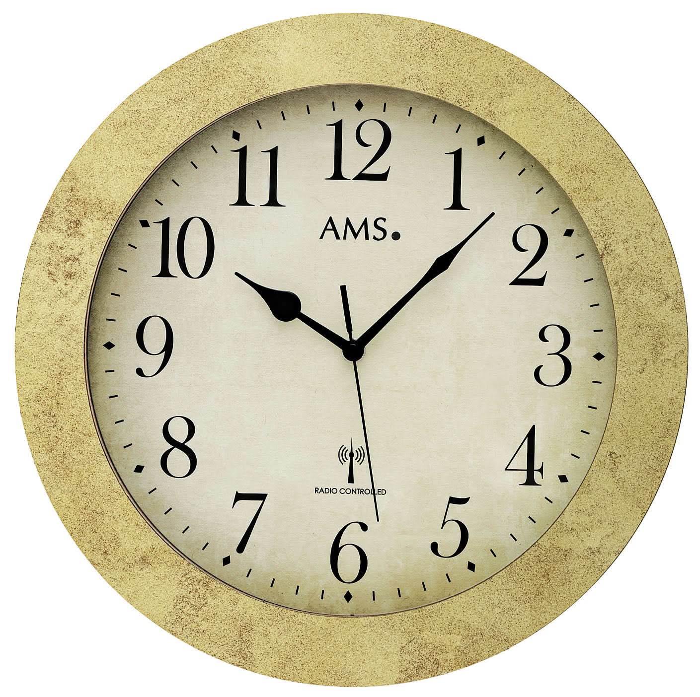 AMS Wall Clock 35x35x5 cm Wood • Radio-Controlled • Arabic Numerals