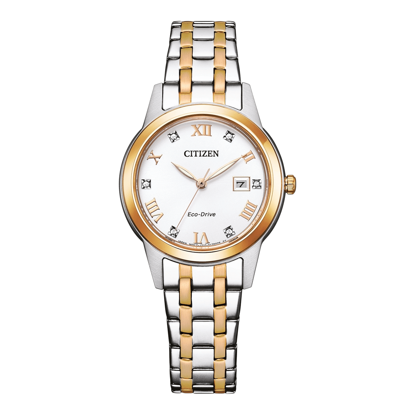 Citizen Eco-Drive Elegance FE1246-85A Damenuhr Bicolor • Solarbetrieb • Datumsanzeige
