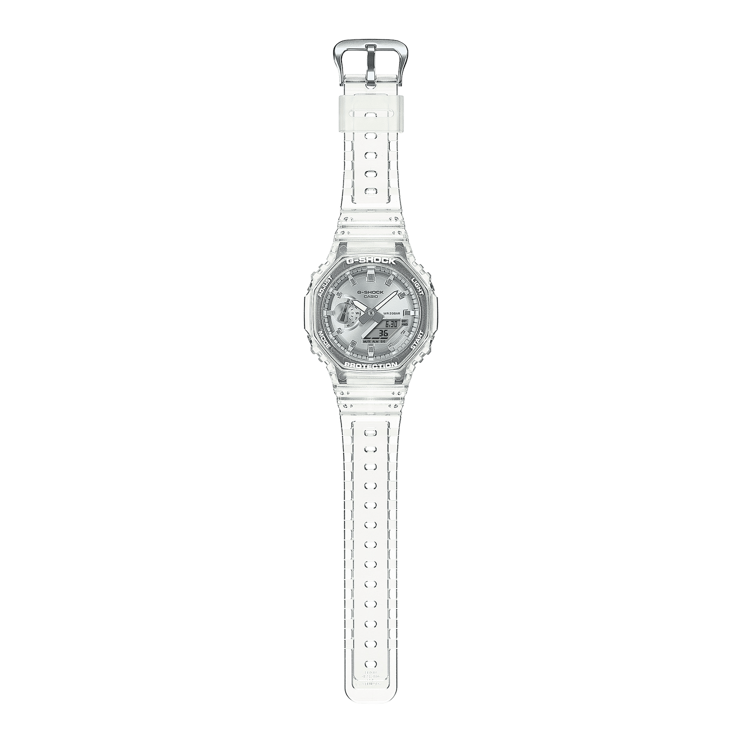 Casio GA-2100BM-7A8ER G-Shock Classic Ana-Digi Armbanduhr Transparent/Silberfarben • Transparentes Resin-Gehäuse • 20 bar