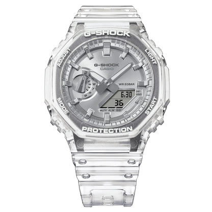 Casio GA-2100BM-7A8ER G-Shock Classic Ana-Digi Armbanduhr Transparent/Silberfarben • Transparentes Resin-Gehäuse • 20 bar