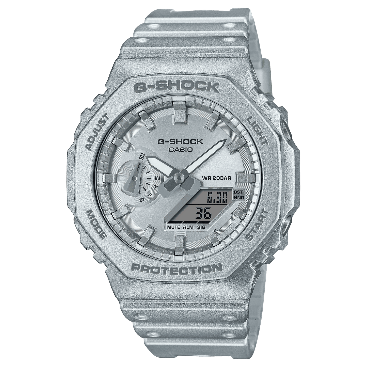 Casio GA-2100FF-8AER G-Shock Classic Herrenuhr Silbermetallic • Carbon Core Guard • Stoßfest & 20 bar, Bild 2