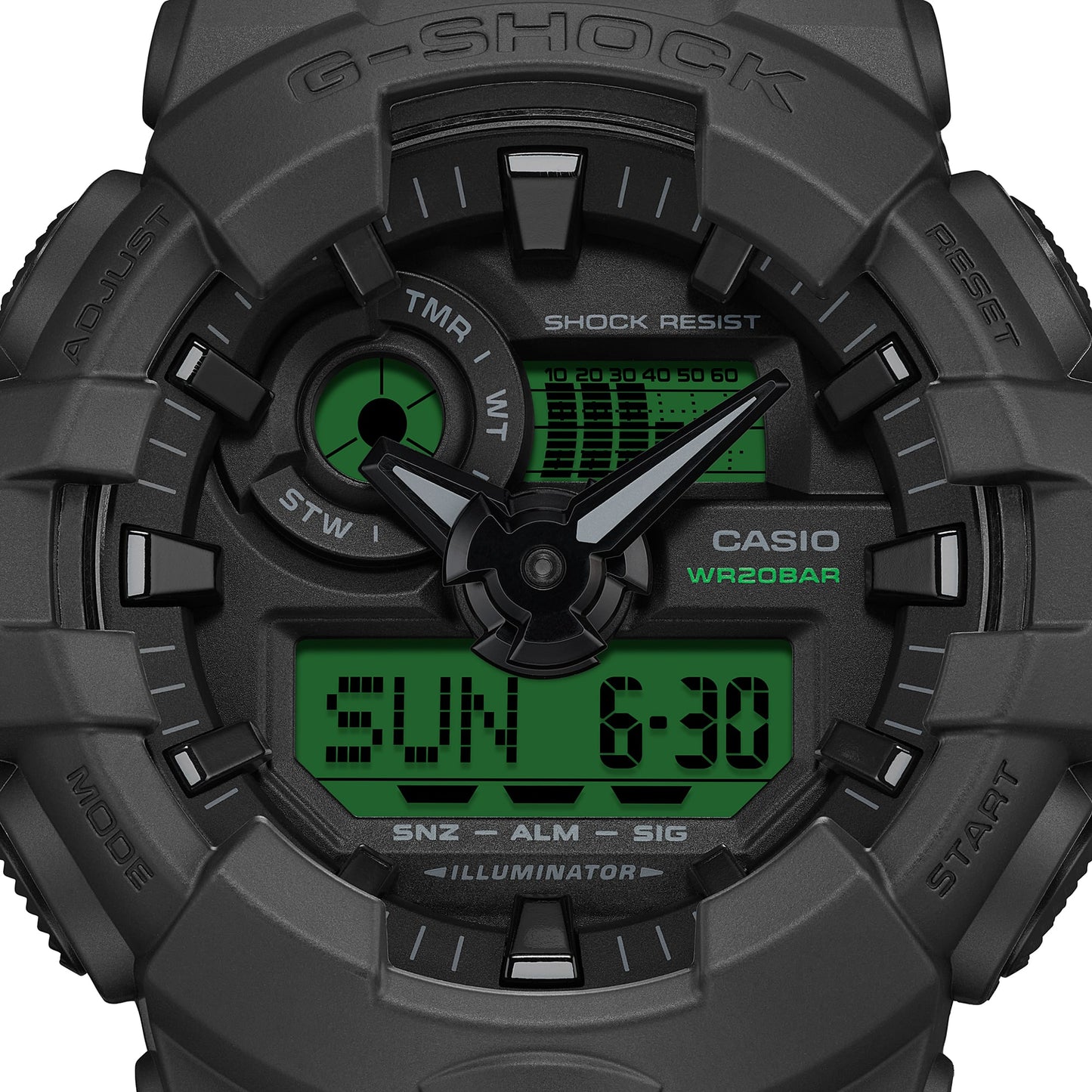 Casio G-Shock GA-700BEG-1AER Herrenuhr Schwarz-Elektrogrün • Analog-Digital • 20 bar wasserdicht, Bild 5