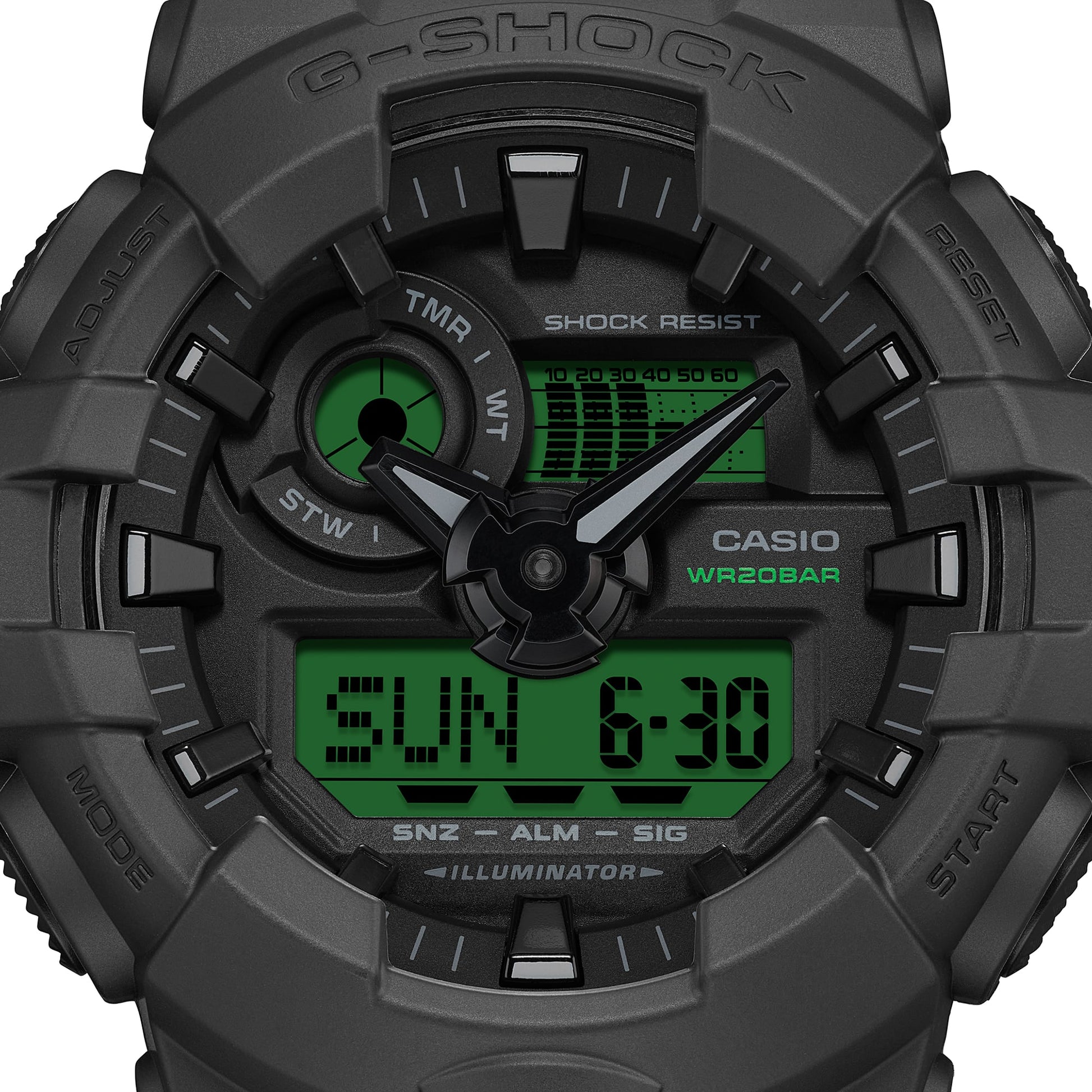 Casio G-Shock GA-700BEG-1AER Herrenuhr Schwarz-Elektrogrün • Analog-Digital • 20 bar wasserdicht, Bild 5