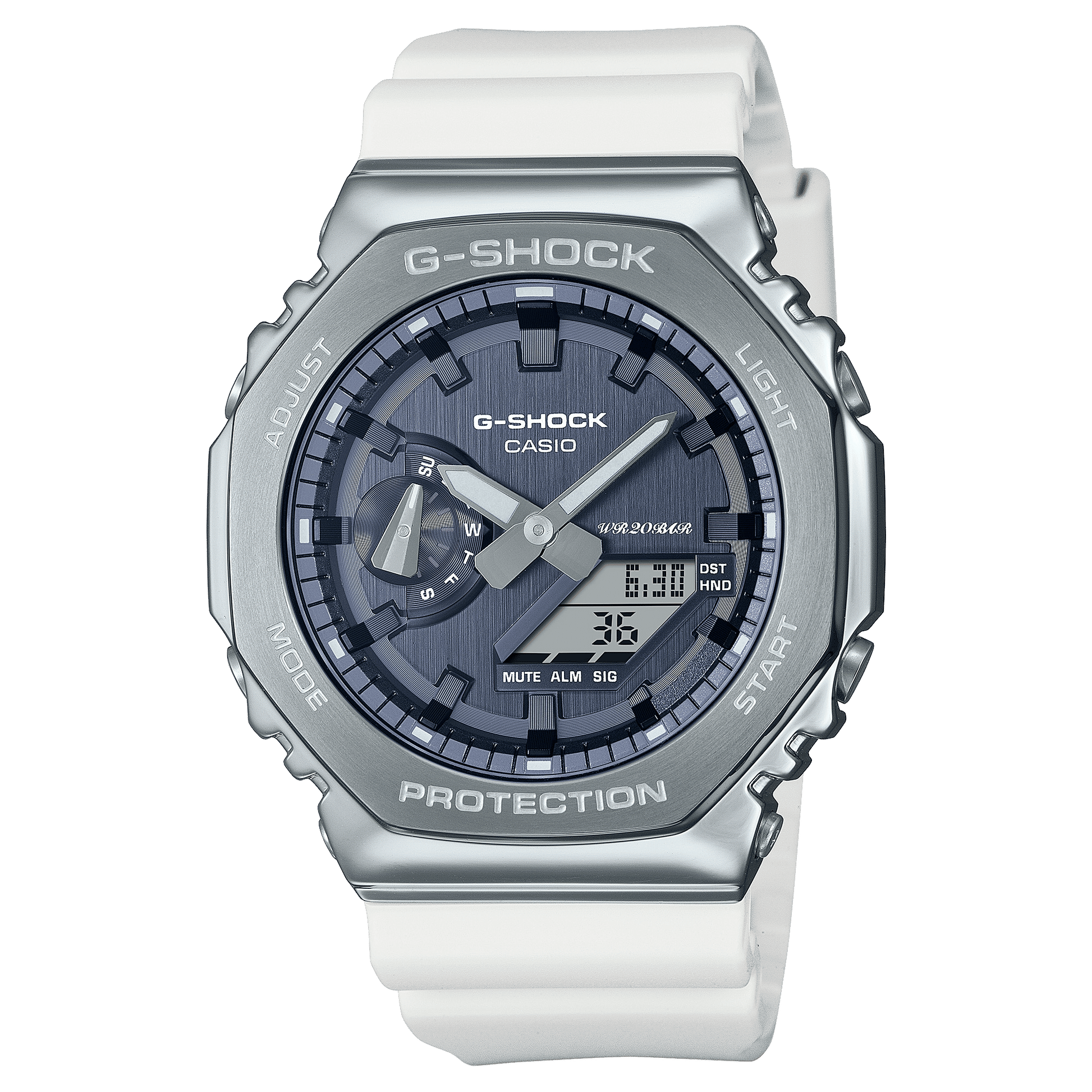 Casio GM-2100WS-7AER G-Shock Classic Herrenuhr Weiß • Metallverkleidung & Mineralglas • Stoßfest bis 20 bar, Bild 2