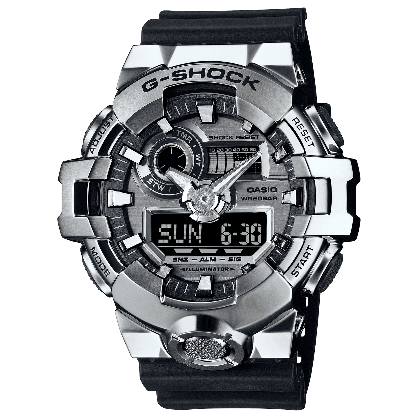Casio GM-700-1AER G-Shock Classic Herrenuhr Schwarz • Analog-Digital • Edelstahl-Lünette, Bild 6