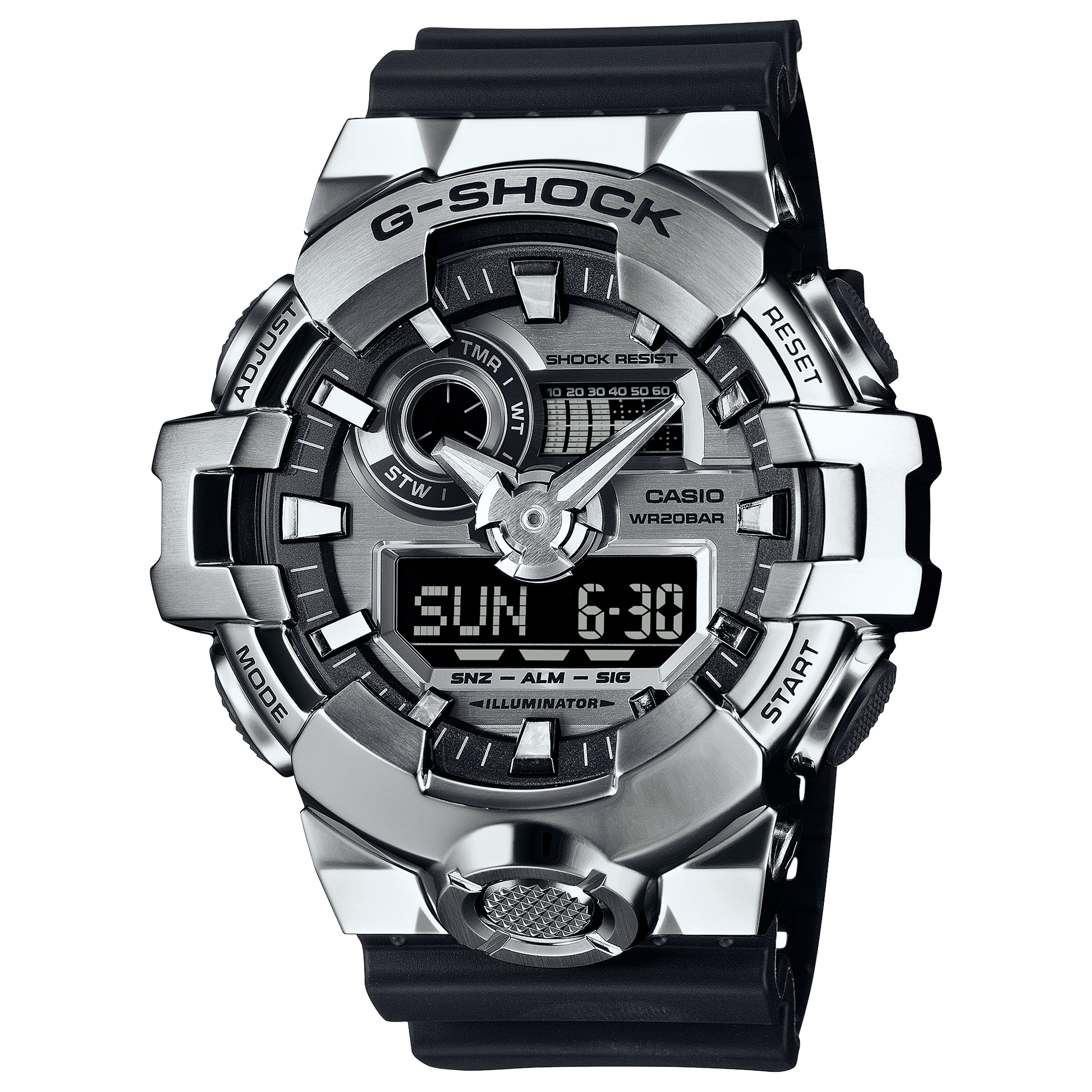 Casio GM-700-1AER G-Shock Classic Herrenuhr Schwarz • Analog-Digital • Edelstahl-Lünette, Bild 6