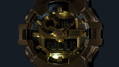 Casio GM-700G-9AER G-Shock Classic Herrenuhr Schwarz-Gold • Edelstahlgehäuse mit Goldionenbeschichtung •