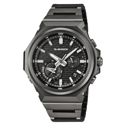 Casio G-SHOCK G-STEEL Herrenuhr, schwarzes Zifferblatt mit Indizes und Chrono-Subdials