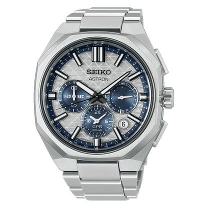 Seiko Astron HAB004J1 Herren Solaruhr Silber/Blau • GPS Solar Chronograph • Limited Edition, Bild 2