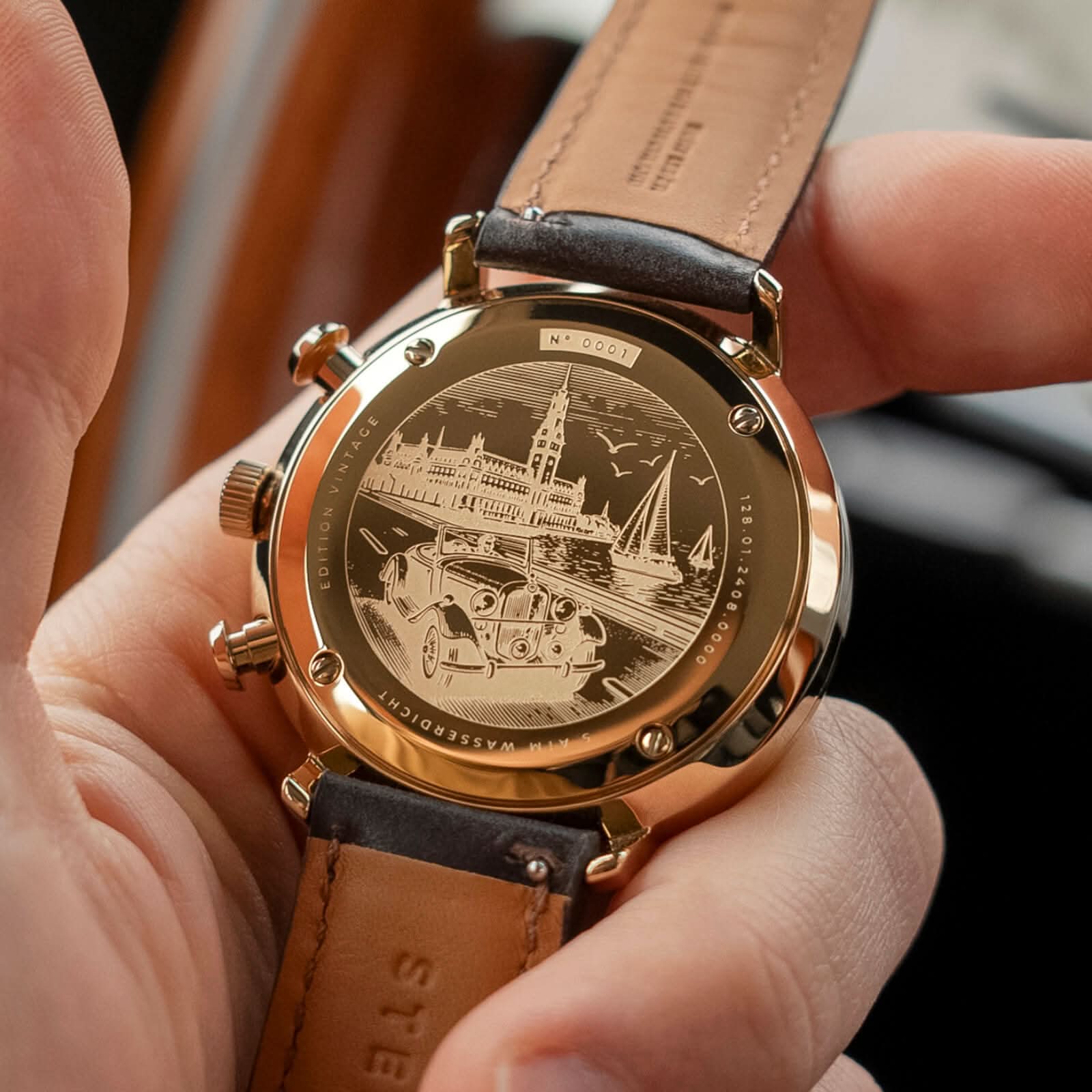 Wrist shot of the HH Chrono Vintage watch