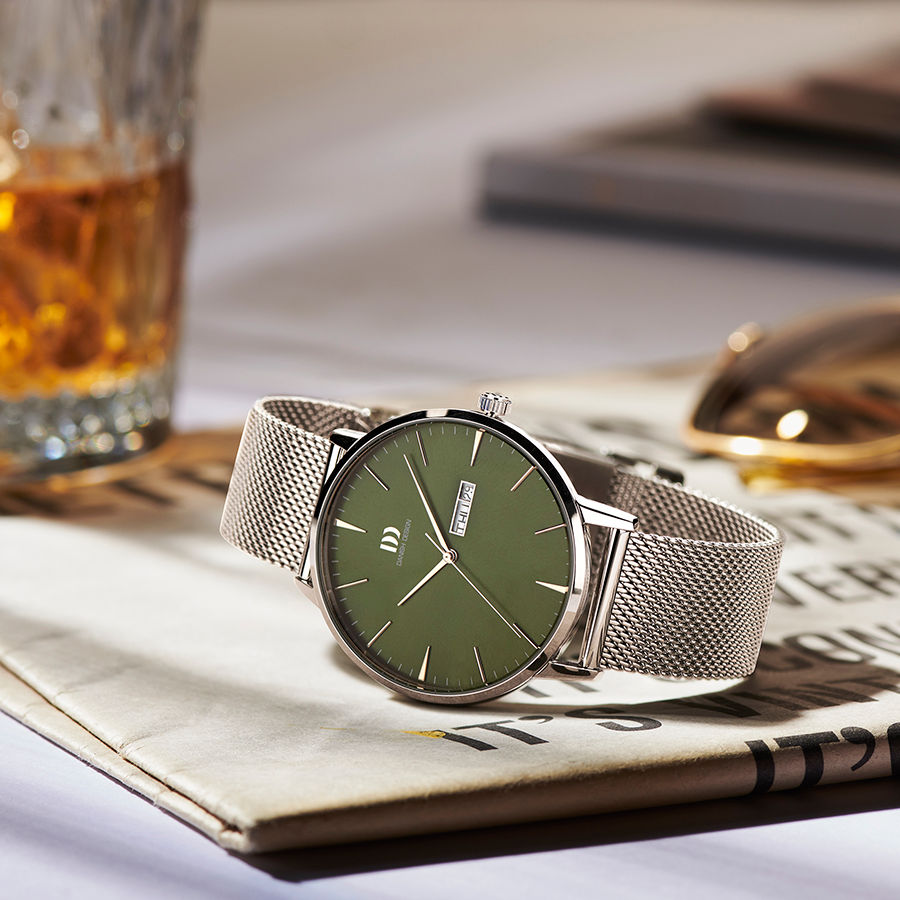 Danish Design Akilia IQ77Q1267 Herrenuhr Grün • Grünes Sunburst-Zifferblatt • Tag/Datum-Anzeige, Bild 2