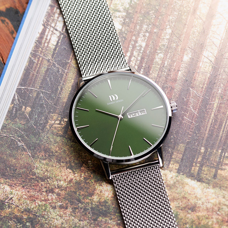 Danish Design Akilia IQ77Q1267 Herrenuhr Grün • Grünes Sunburst-Zifferblatt • Tag/Datum-Anzeige, Bild 3