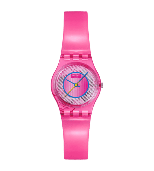 Swatch Originals LP166 Prismatically Pink Damenuhr • Transparentes Gehäuse • 80er Retro-Design