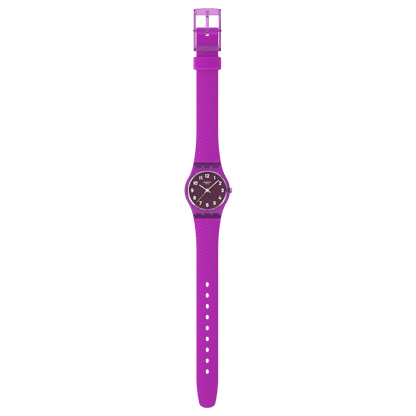 Swatch Magenta Weave LV122 Damen Armbanduhr Lila • Leuchtzeiger • Texturiertes Armband, Bild 4