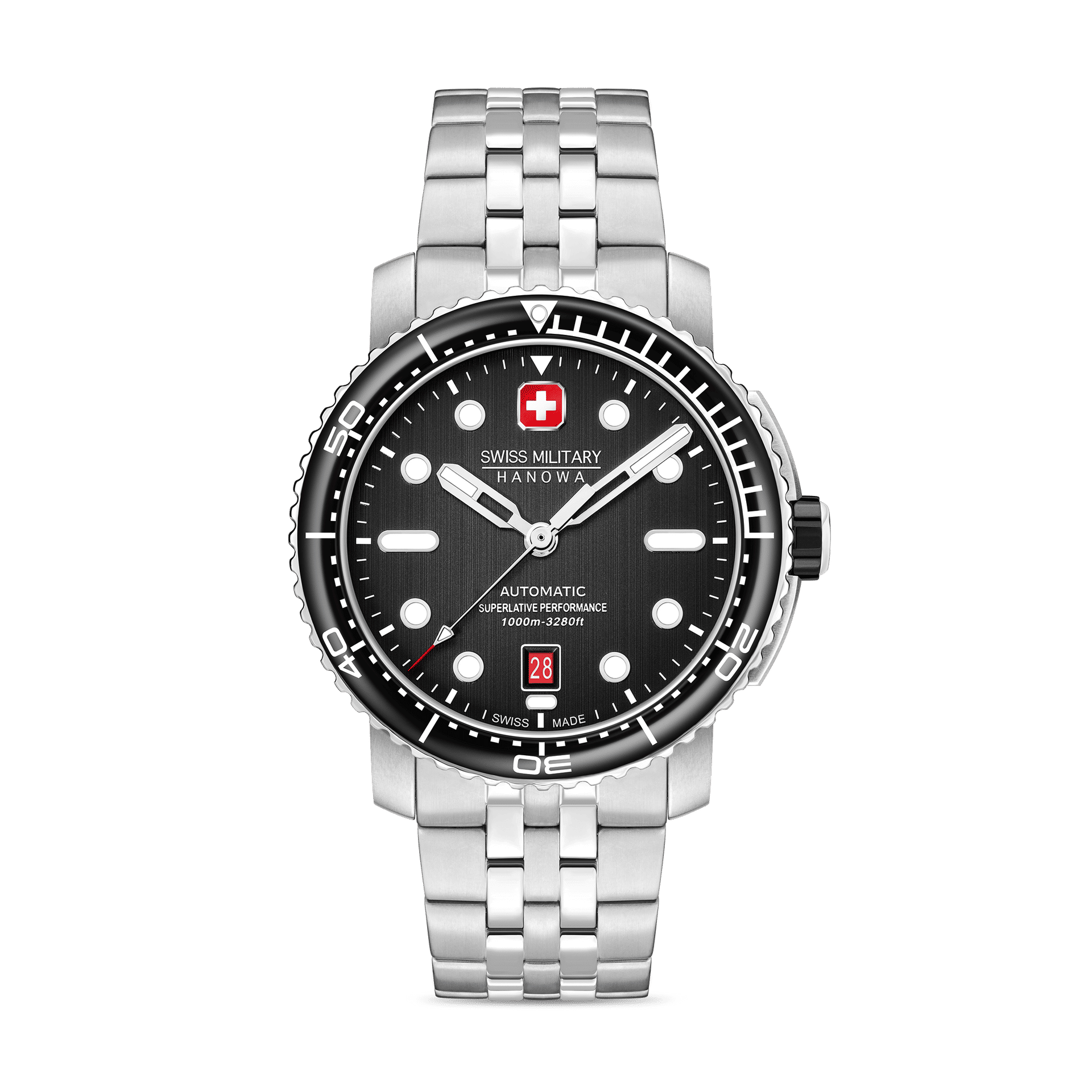 Swiss Military Hanowa Maitre Plongeur SMWGL0002001-SET Herrenuhr Schwarz • Automatikwerk Soprod P024 • 1000 m Wasserdicht